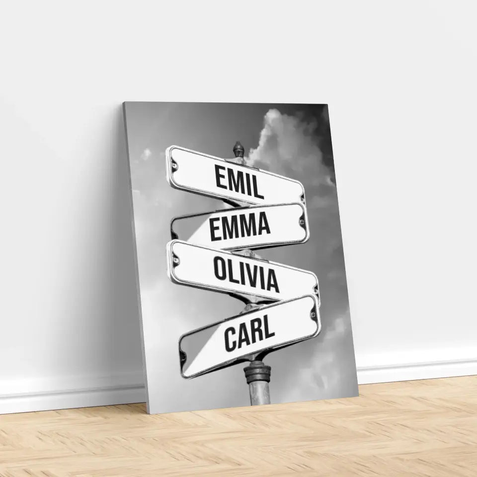 Personligt lærred "Vintage gadeskilt til familier"