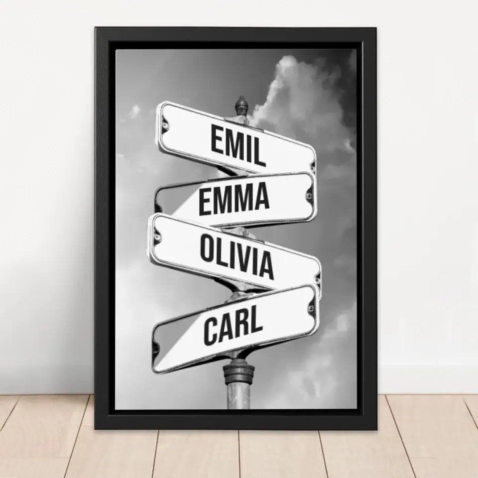 Personligt lærred "Vintage gadeskilt til familier"