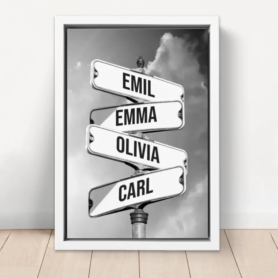 Personligt lærred "Vintage gadeskilt til familier"