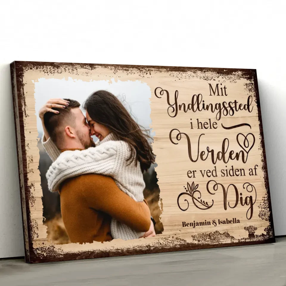 Personligt lærred “Mit yndlingssted er ved siden af dig med billede”