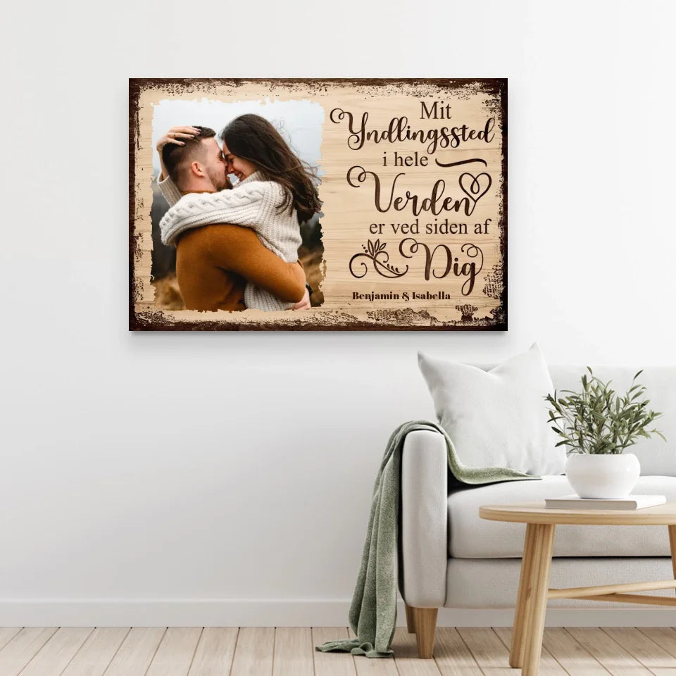 Personligt lærred “Mit yndlingssted er ved siden af dig med billede”
