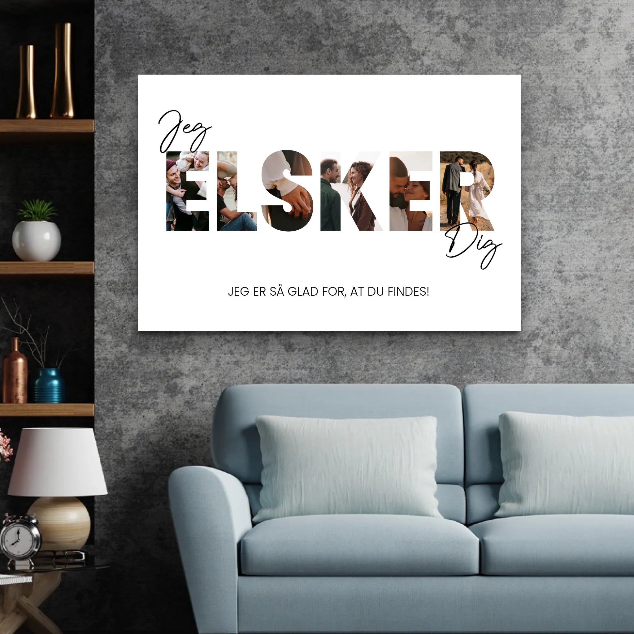 Personligt lærred “Jeg elsker dig - med fotos”