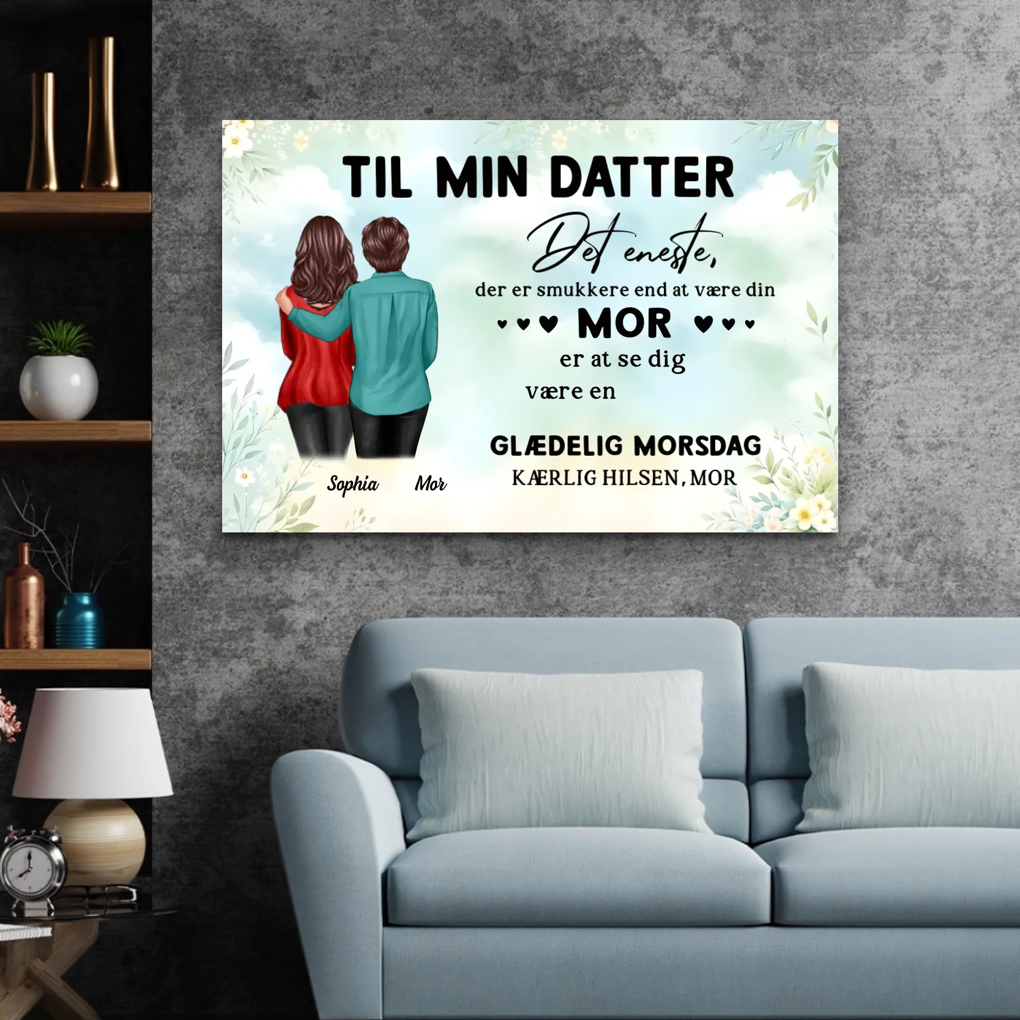 Personligt lærred "Fra mor til datter - mors dags gave"