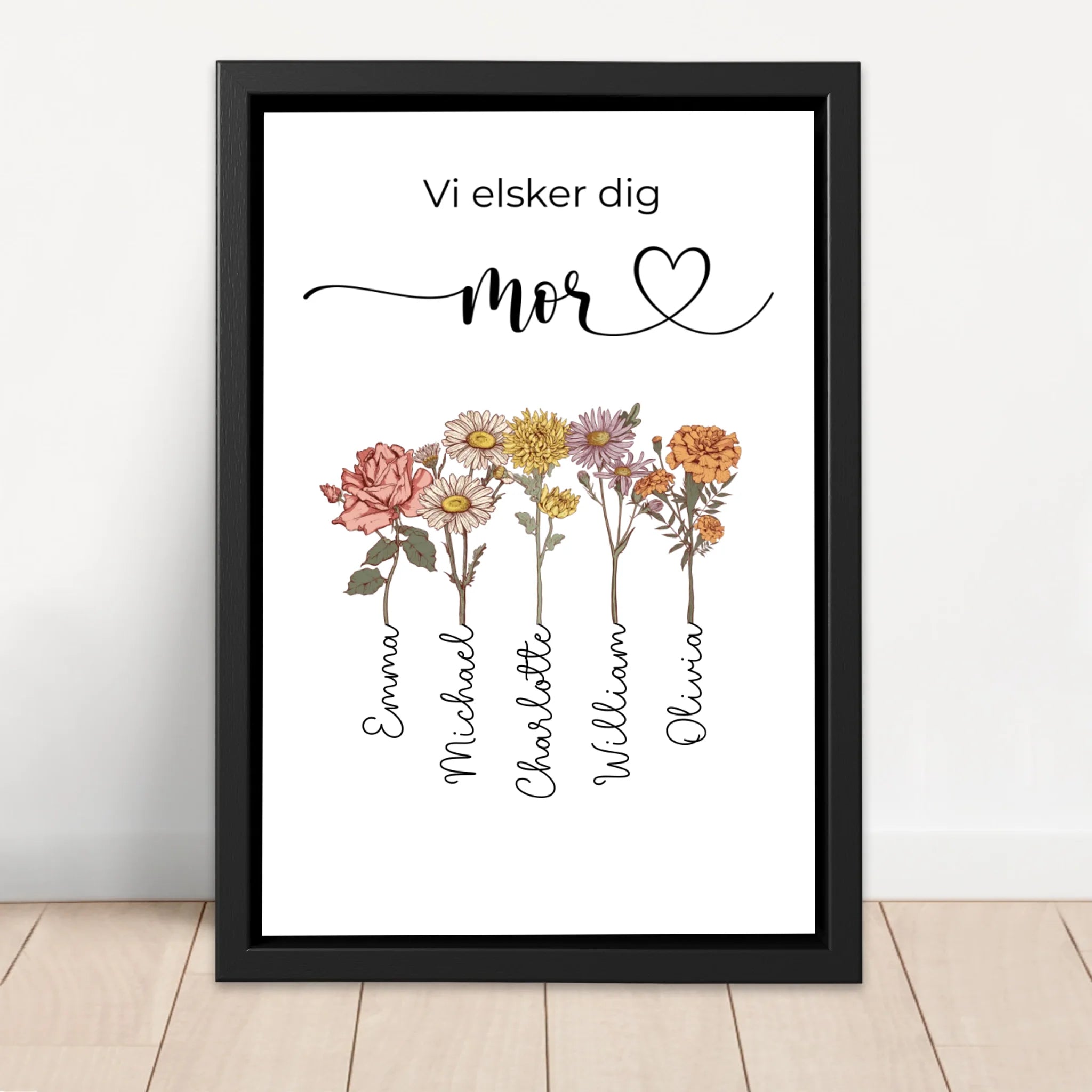 Personligt lærred "Blomster til mor - Vi elsker dig"