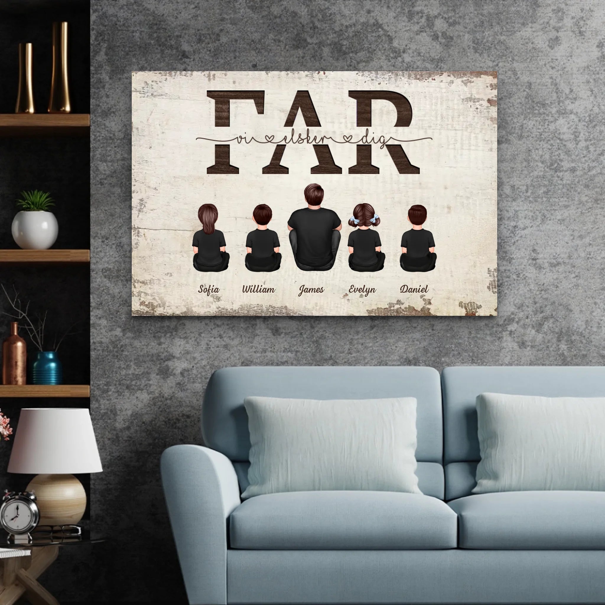 Personligt lærred "Far, vi elsker dig - med familiemedlemmer"