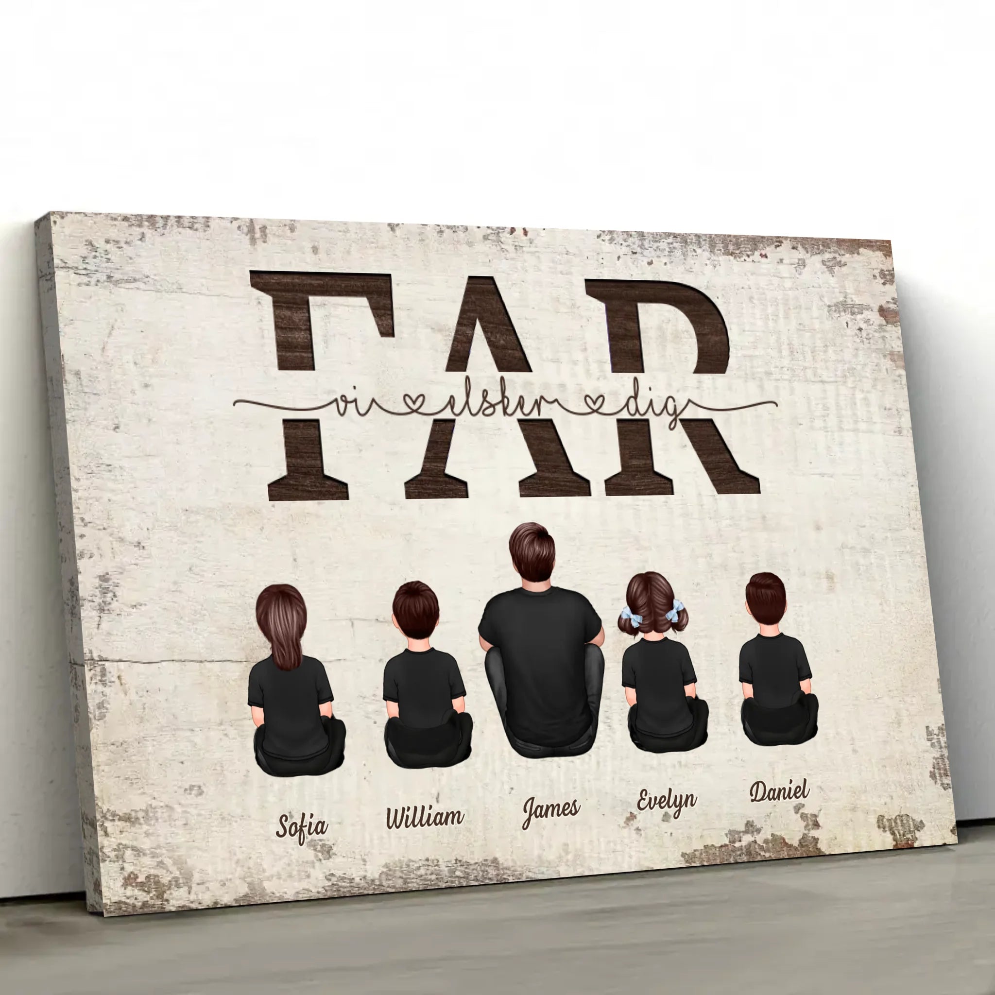 Personligt lærred "Far, vi elsker dig - med familiemedlemmer"