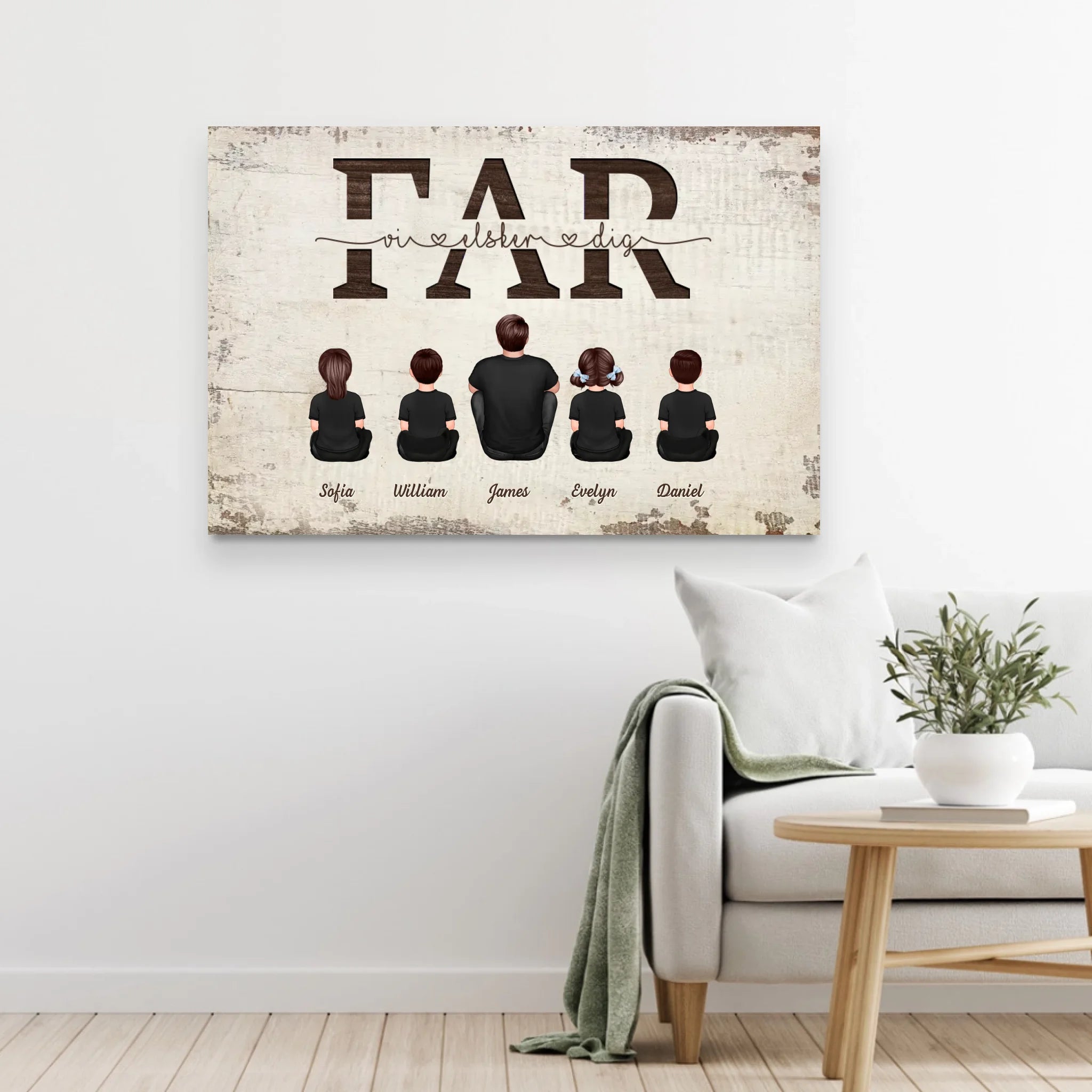 Personligt lærred "Far, vi elsker dig - med familiemedlemmer"