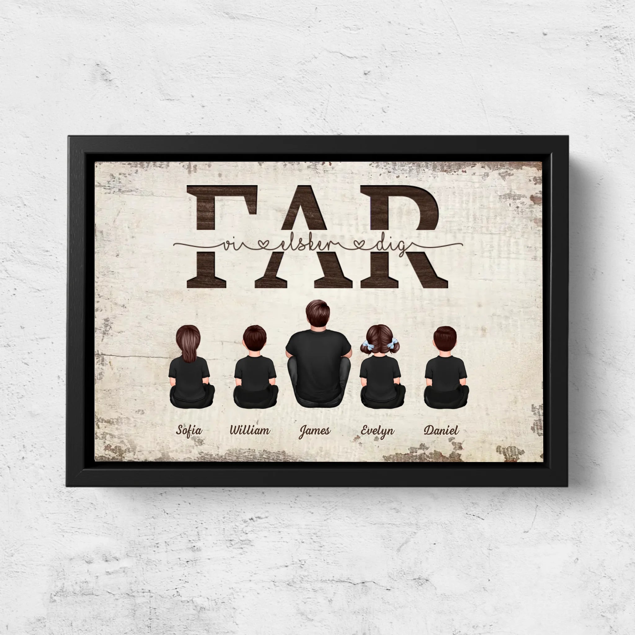 Personligt lærred "Far, vi elsker dig - med familiemedlemmer"