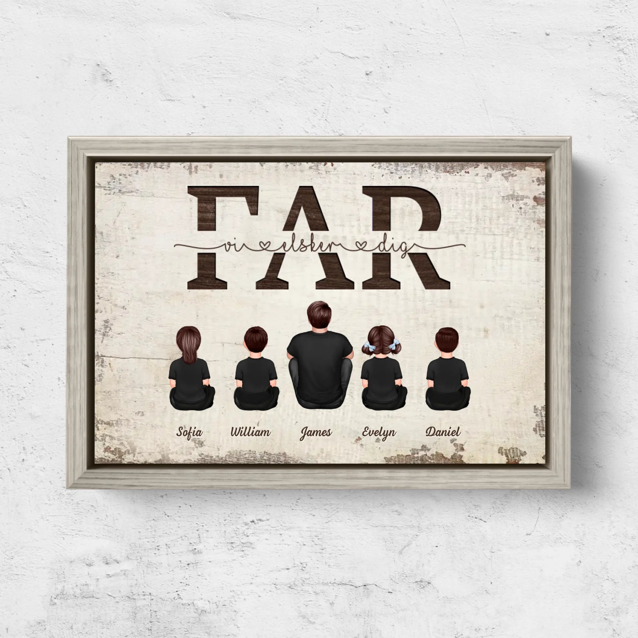 Personligt lærred "Far, vi elsker dig - med familiemedlemmer"