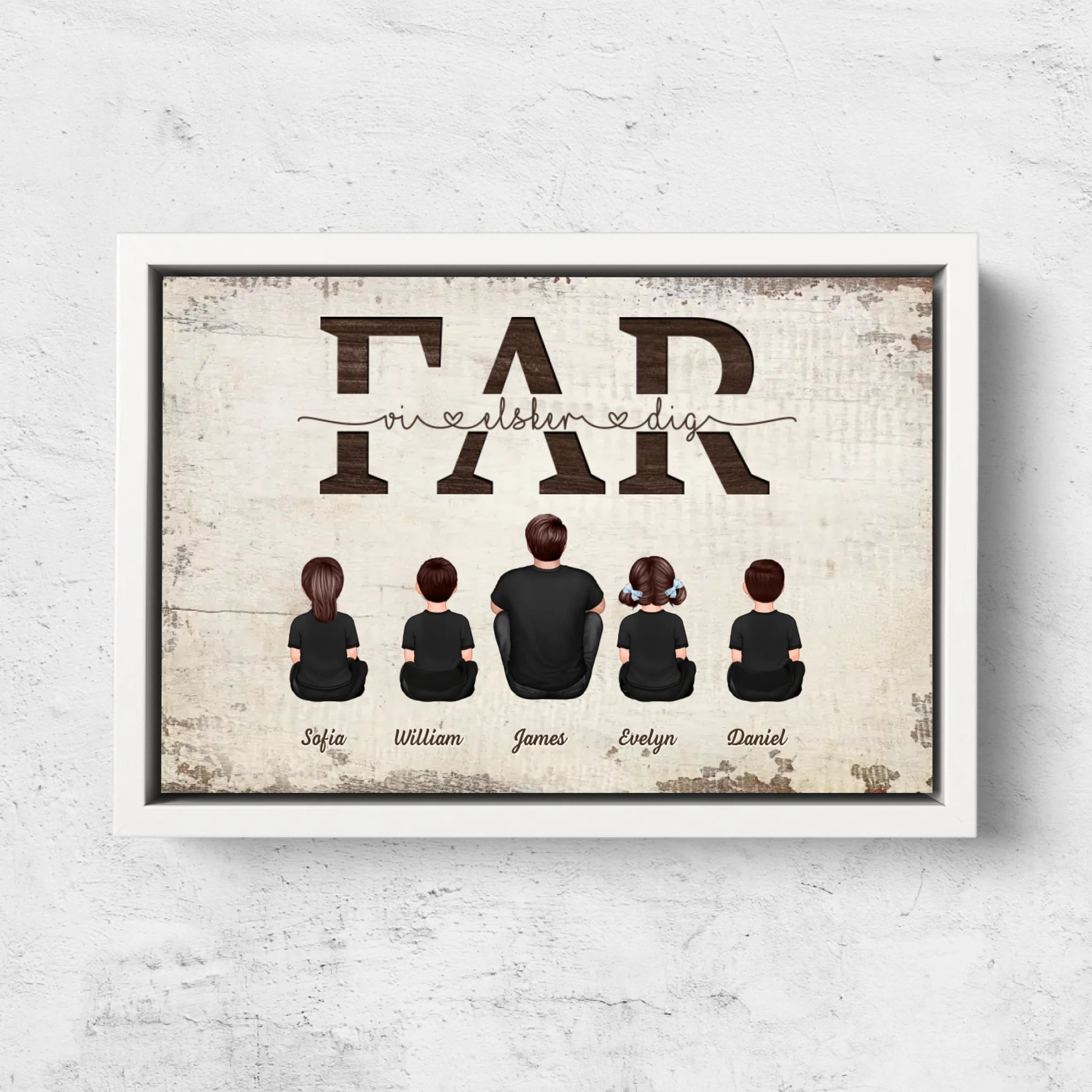 Personligt lærred "Far, vi elsker dig - med familiemedlemmer"