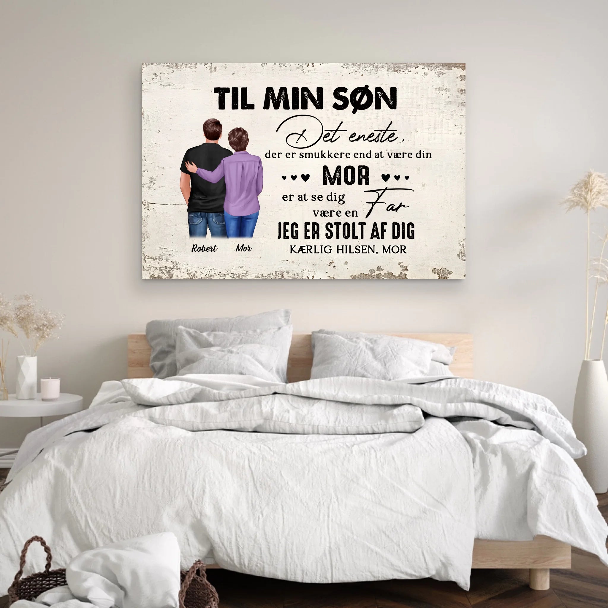 Personligt lærred "Fra mor til søn - Farsdagsgave"