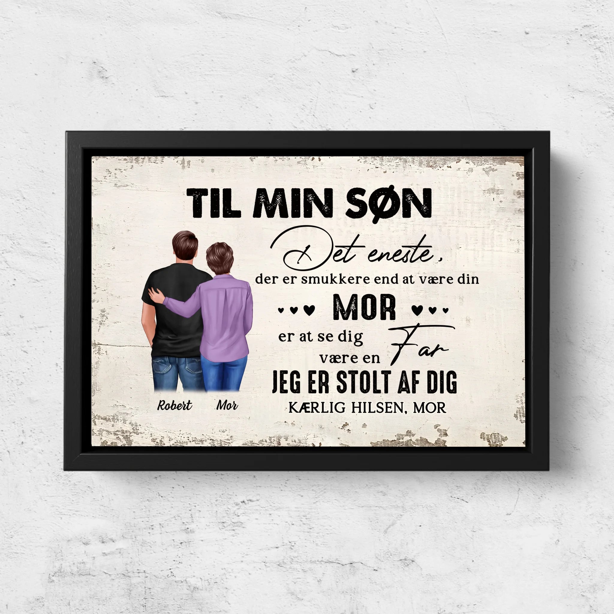 Personligt lærred "Fra mor til søn - Farsdagsgave"