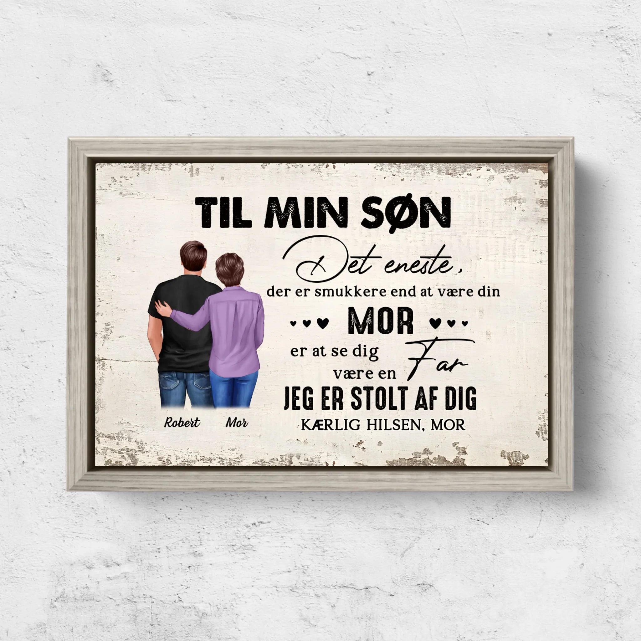 Personligt lærred "Fra mor til søn - Farsdagsgave"