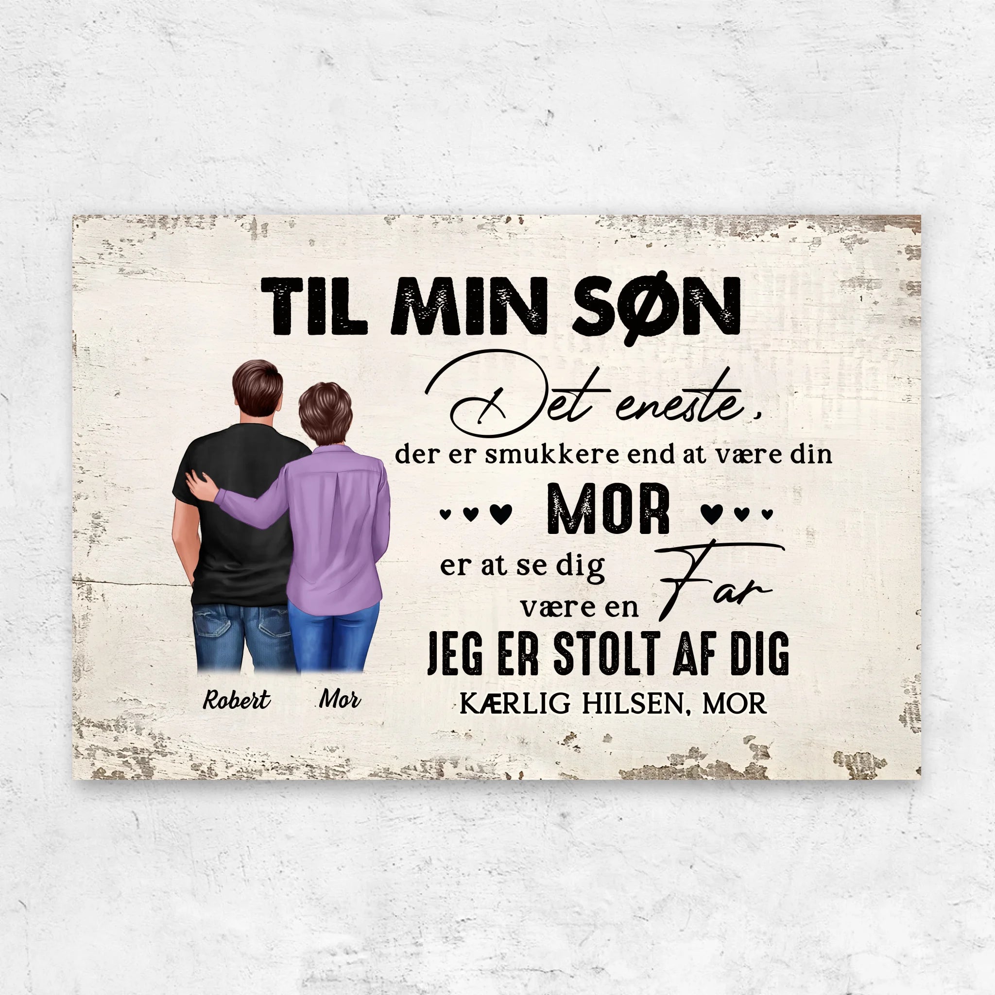 Personligt lærred "Fra mor til søn - Farsdagsgave"