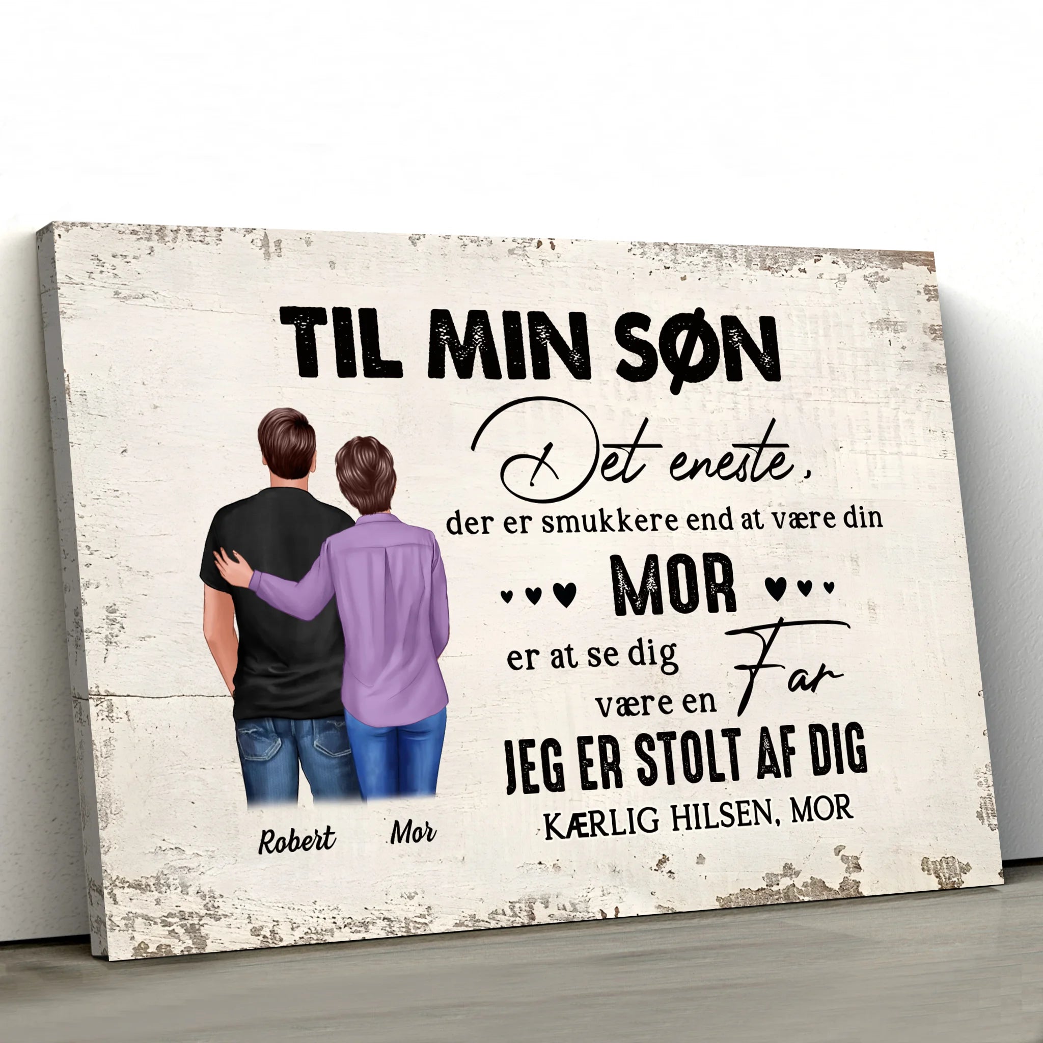 Personligt lærred "Fra mor til søn - Farsdagsgave"