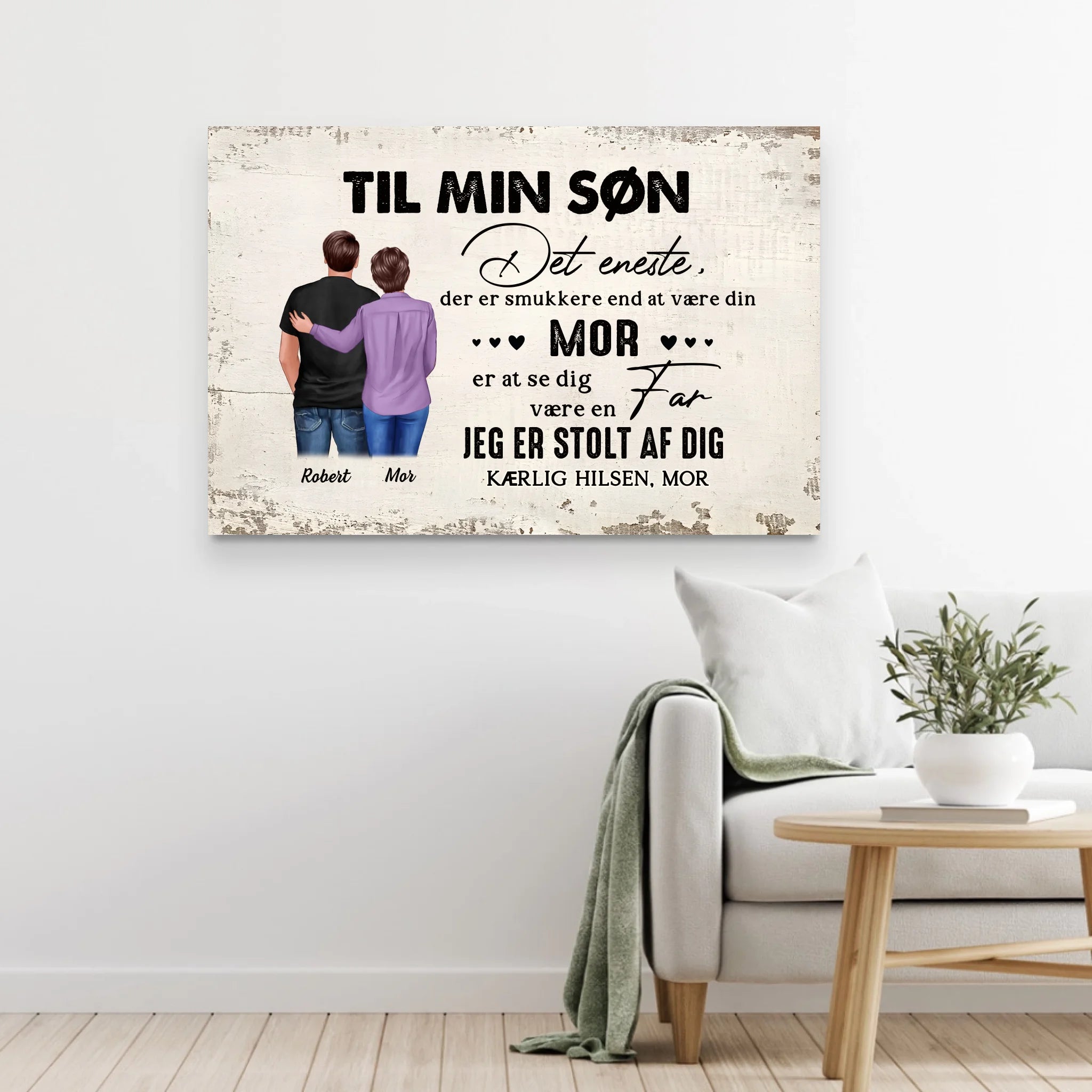 Personligt lærred "Fra mor til søn - Farsdagsgave"