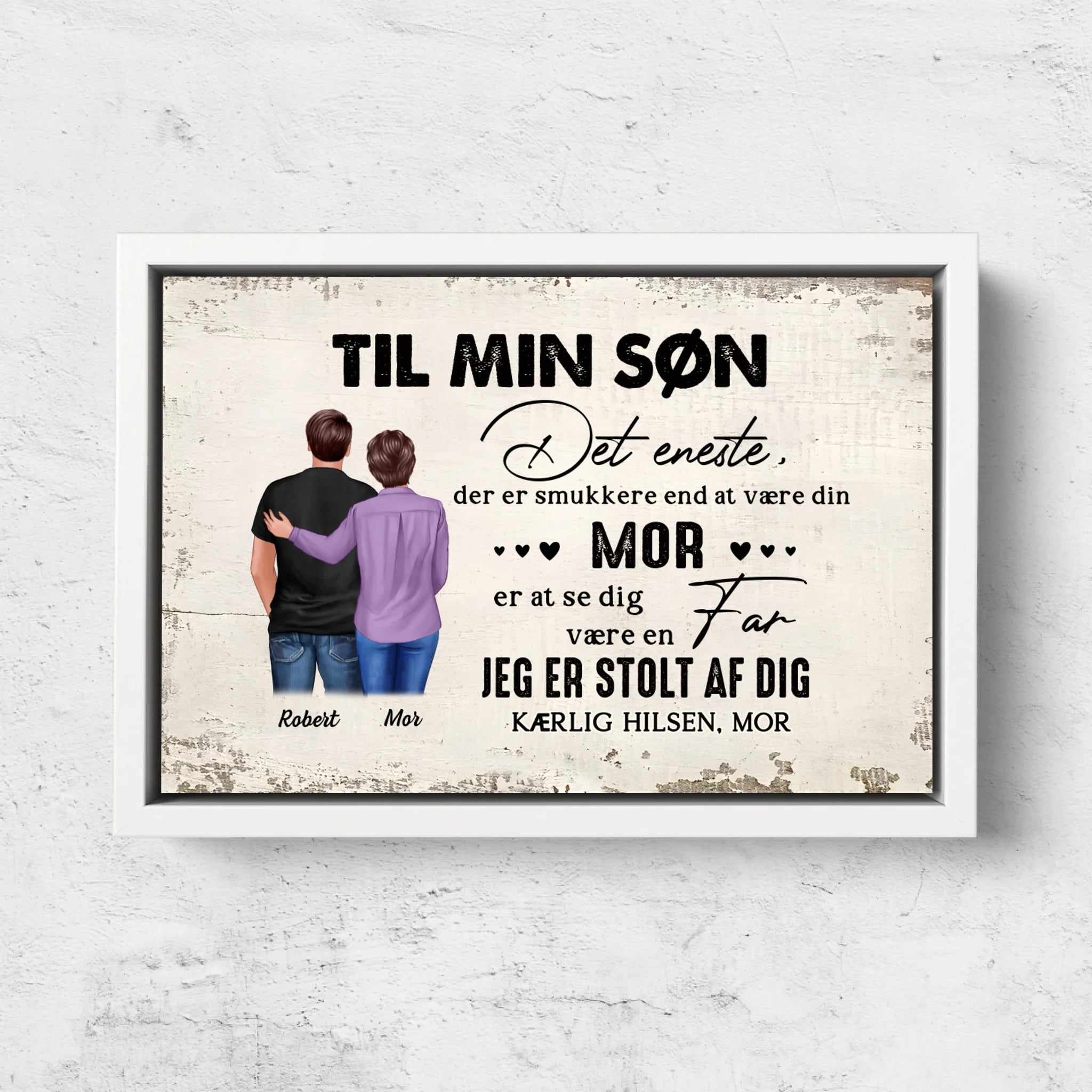 Personligt lærred "Fra mor til søn - Farsdagsgave"