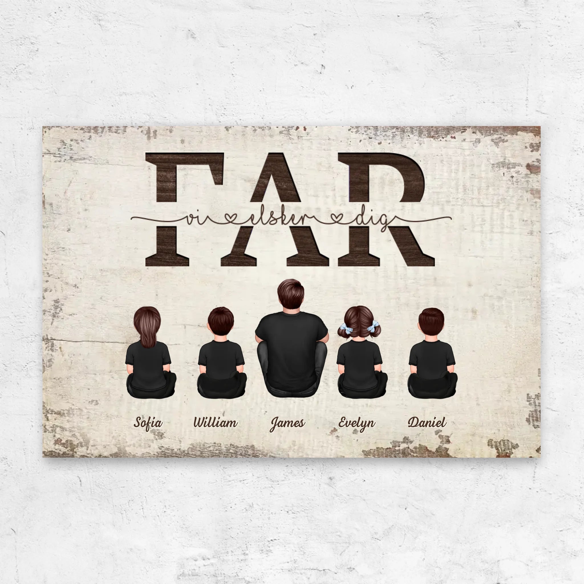 Personligt lærred "Far, vi elsker dig - med familiemedlemmer"